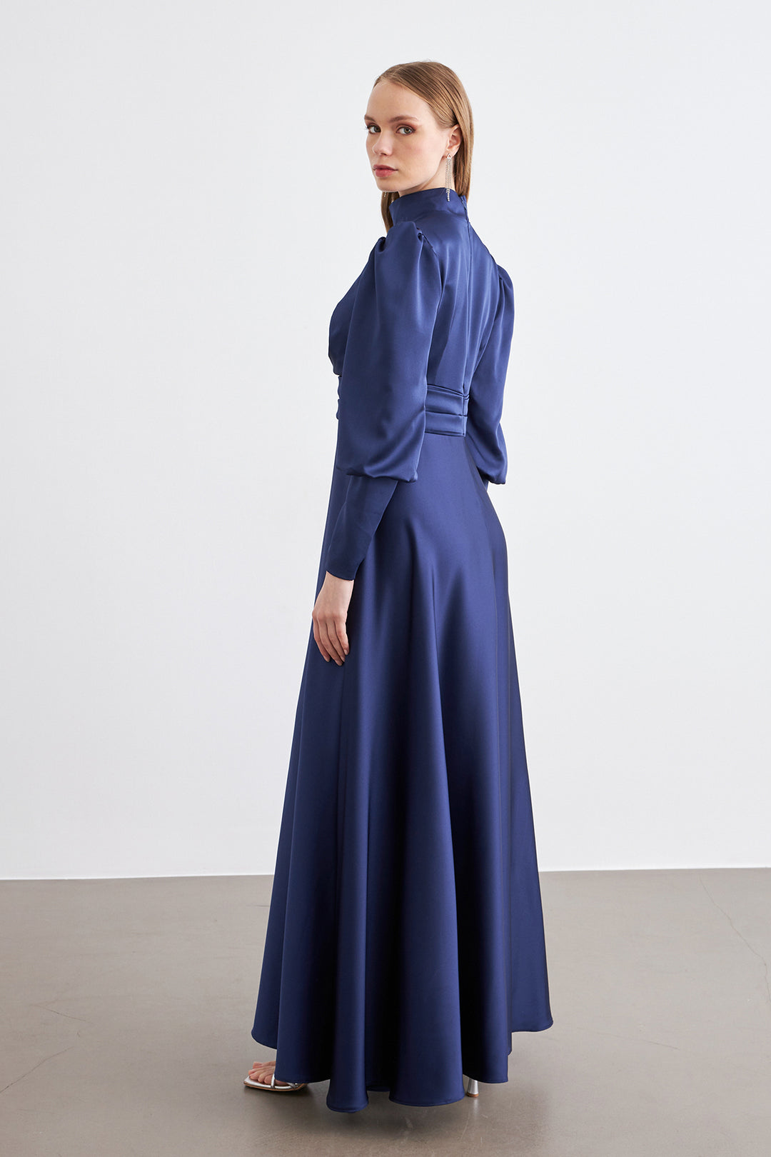 ZRF Women Alina Satin Evening Dress - Navy Blue - Koblenz