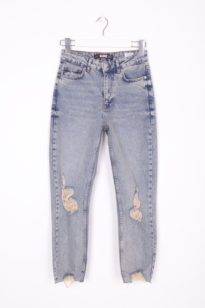 XLJ Mom Fit Jean مع دموع على الساقين مختلط - ويست كوفينا