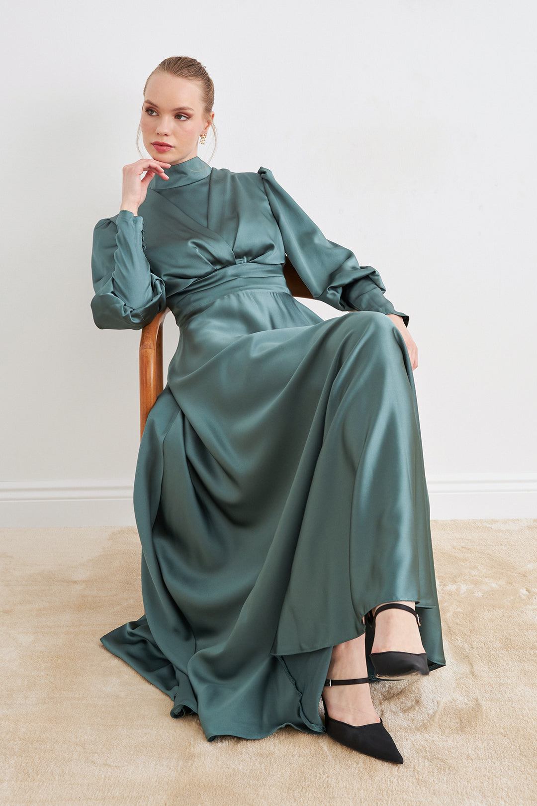 ZRF Women Alina Satin Evening Dress - Mint - Sunrise Manor