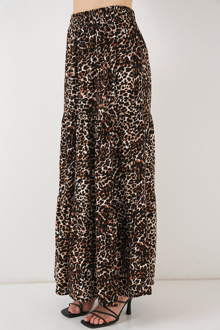 BGD Women Patterned Long Skirt - C. Brown - Saint-Étienne