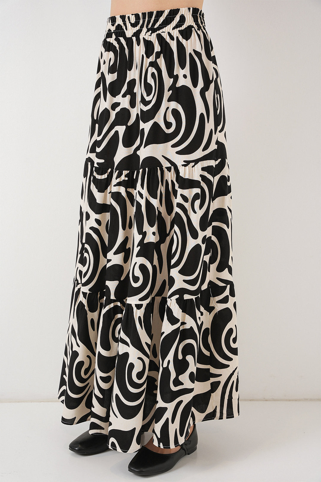 BGD Women Patterned Long Skirt - Charcoal Black - Erkrath