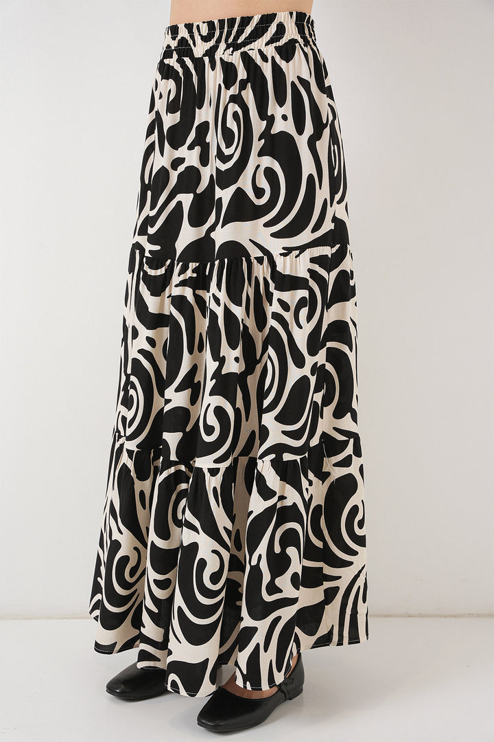 BGD Women Patterned Long Skirt - Charcoal Black - Erkrath