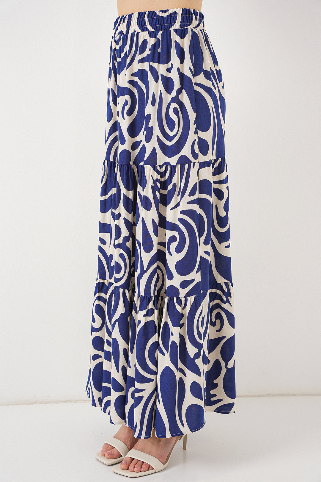 BGD Women Patterned Long Skirt - Navy Blue - Sun Prairie