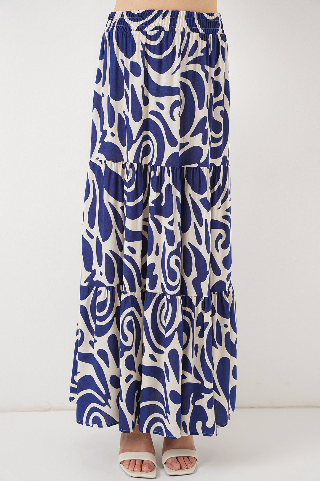 BGD Women Patterned Long Skirt - Navy Blue - Sun Prairie