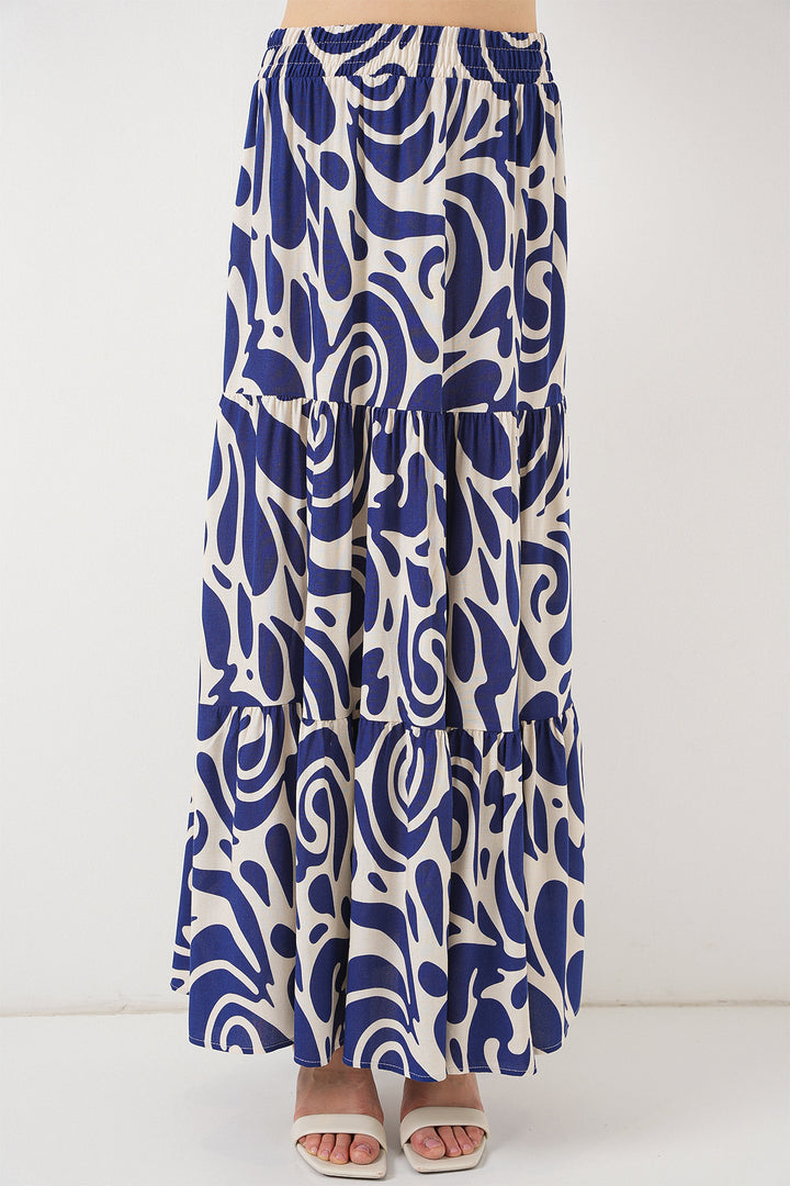 BGD Women Patterned Long Skirt - Navy Blue - Sun Prairie
