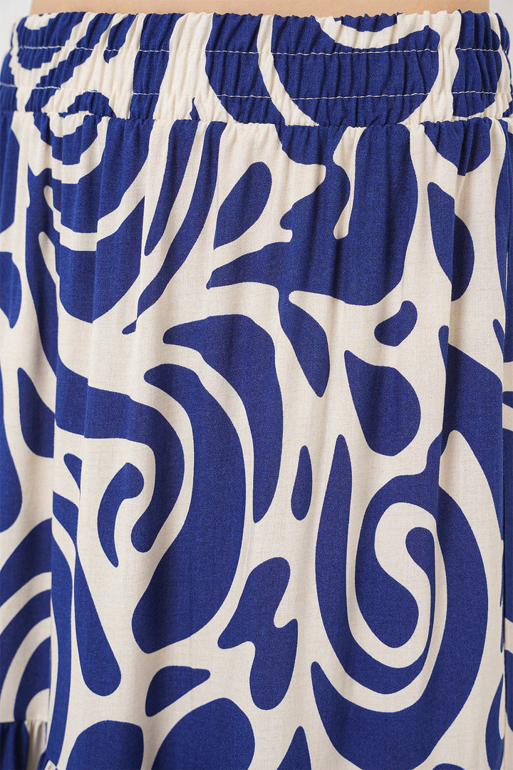 BGD Women Patterned Long Skirt - Navy Blue - Sun Prairie