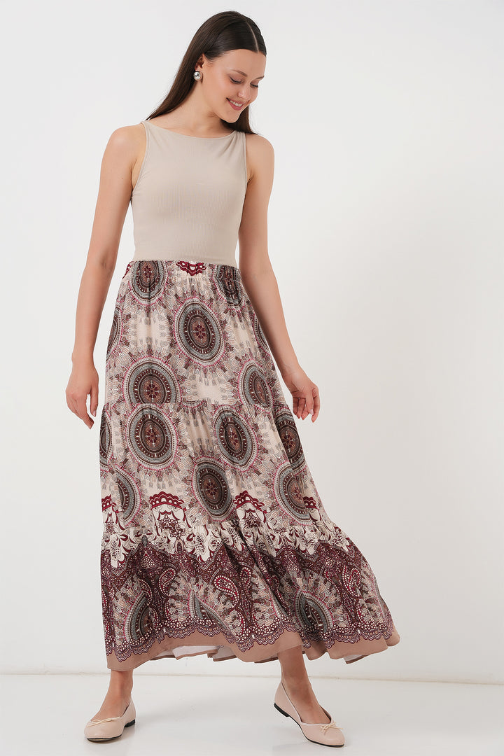 BGD Women Patterned Long Skirt - Brown - San Germán