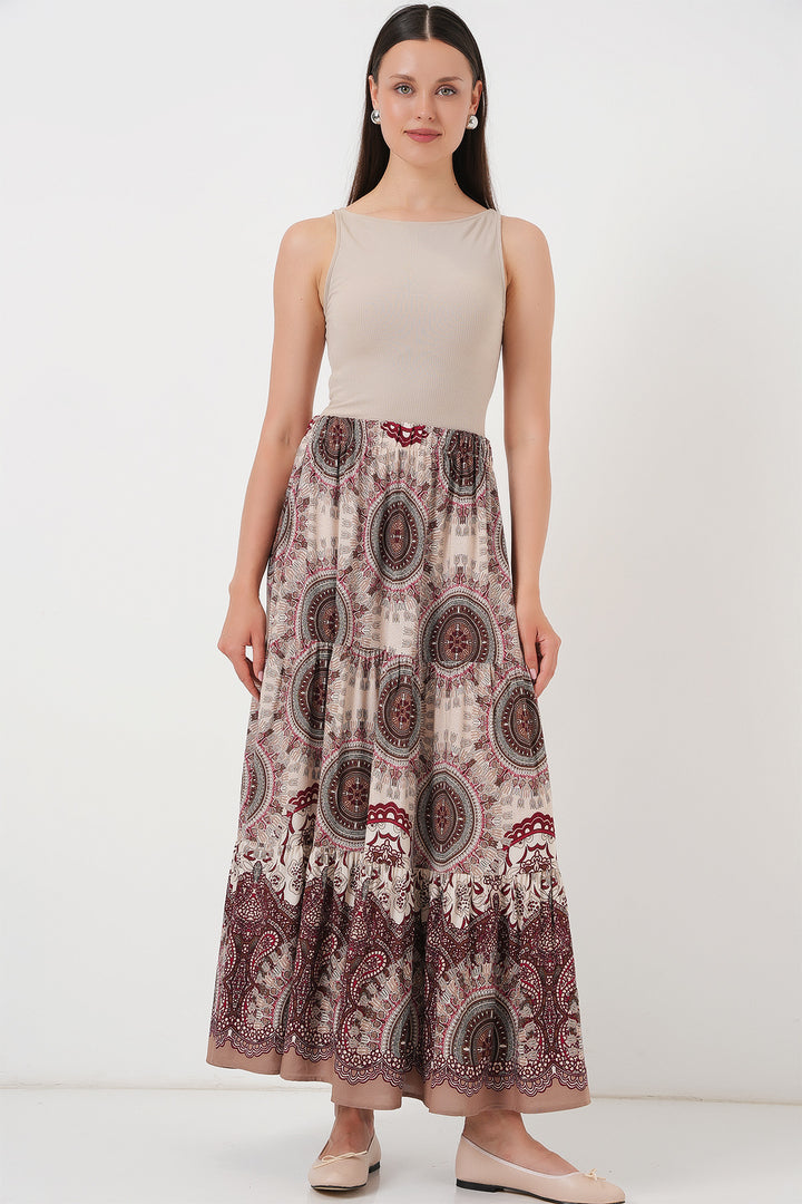 BGD Women Patterned Long Skirt - Brown - San Germán