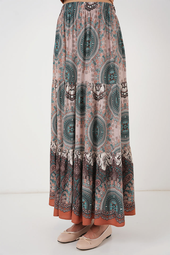 BGD Women Patterned Long Skirt - Emerald Green - Tottenham