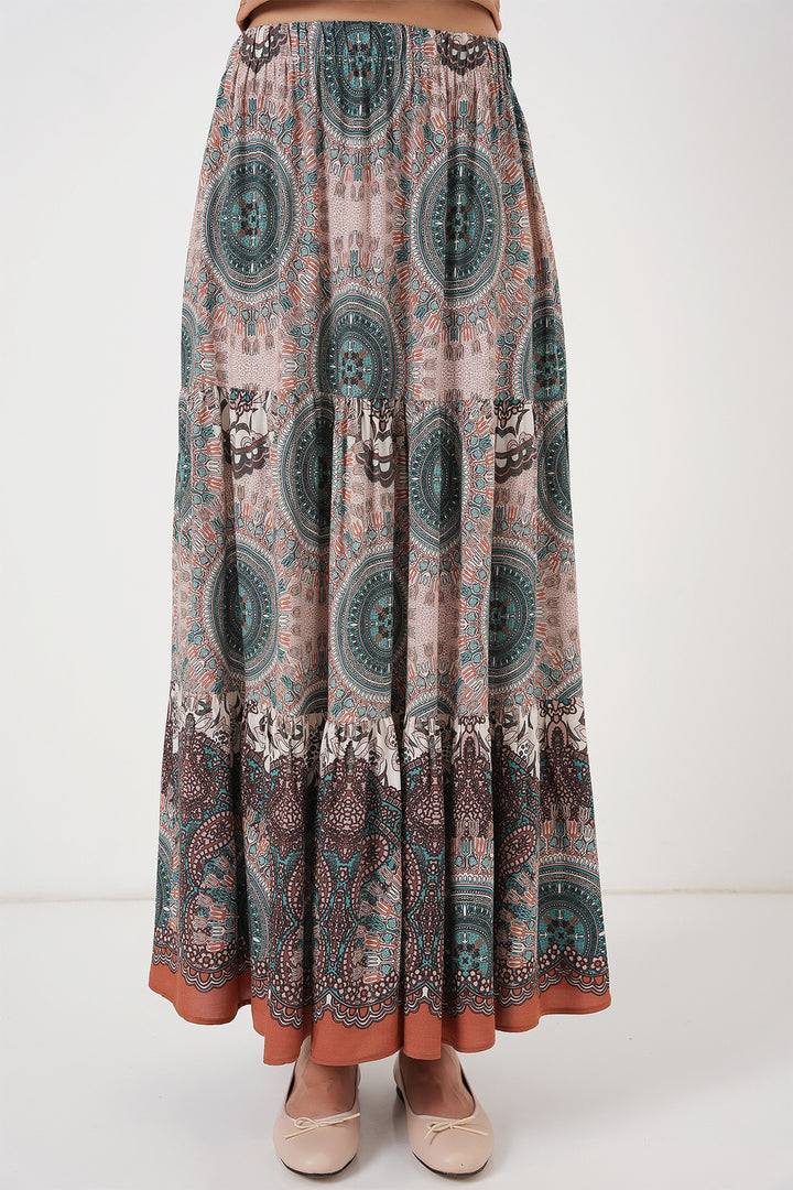 BGD Women Patterned Long Skirt - Emerald Green - Tottenham