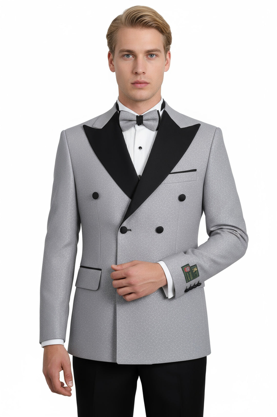 Rili25 - Silver Double-Breasted Men’s Tuxedo Suit – Copenhagen