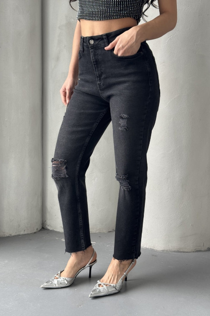 XLJ Fringe Ending Mom Fit Jean Mixed - Ponta Delgada