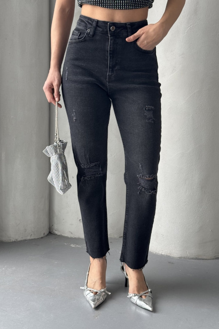 XLJ Fringe Ending Mom Fit Jean Mixed - Ponta Delgada