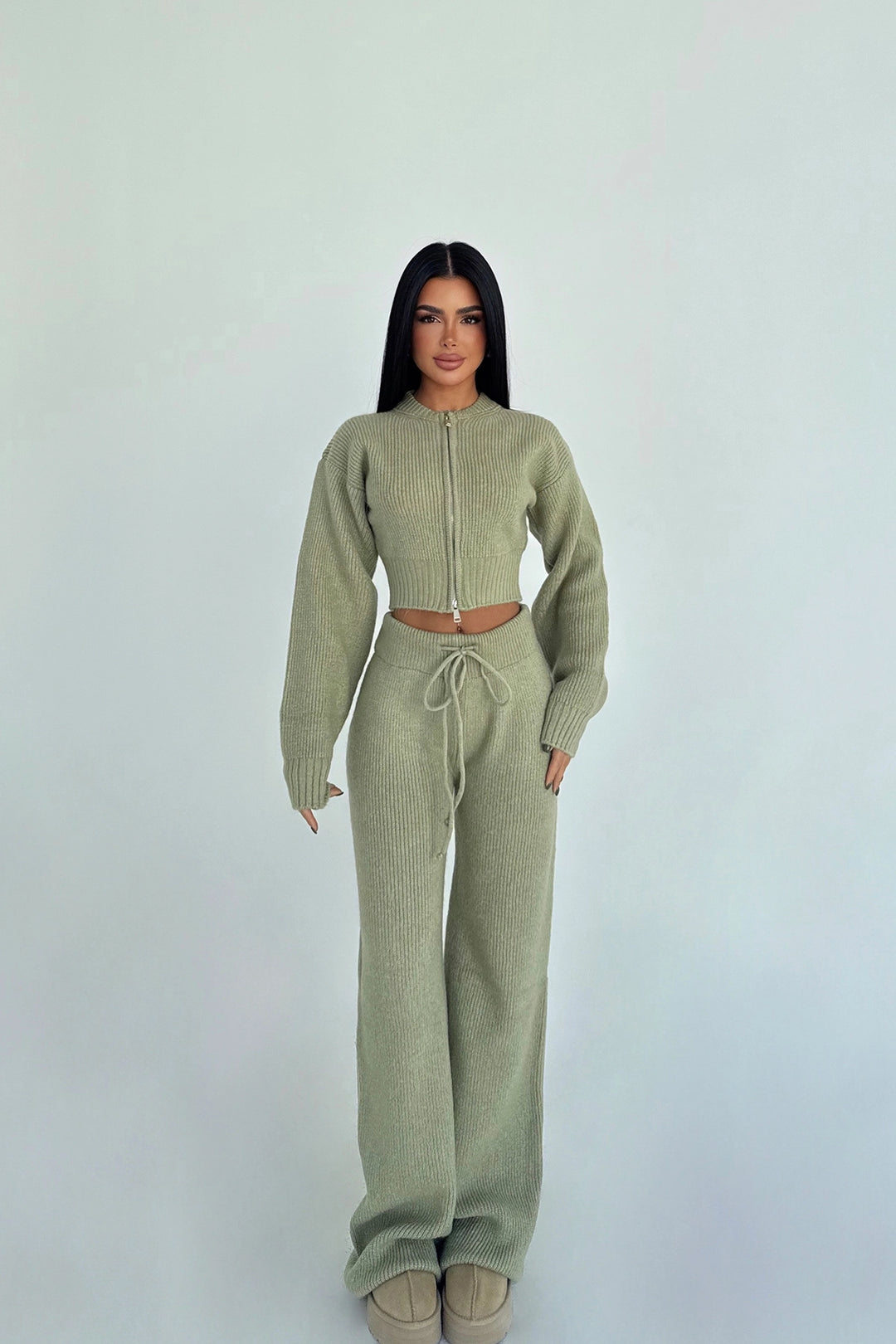 EYY Women Khaki Zaria Knit Set - Smila