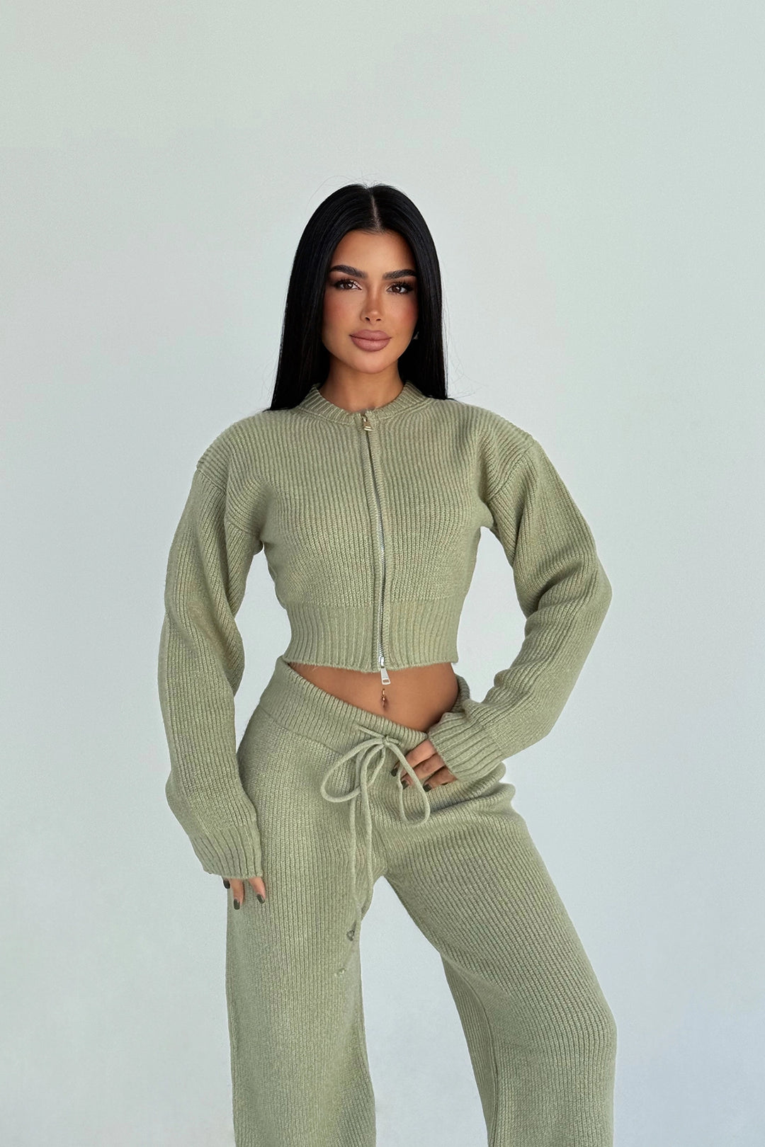 EYY Women Khaki Zaria Knit Set - Smila