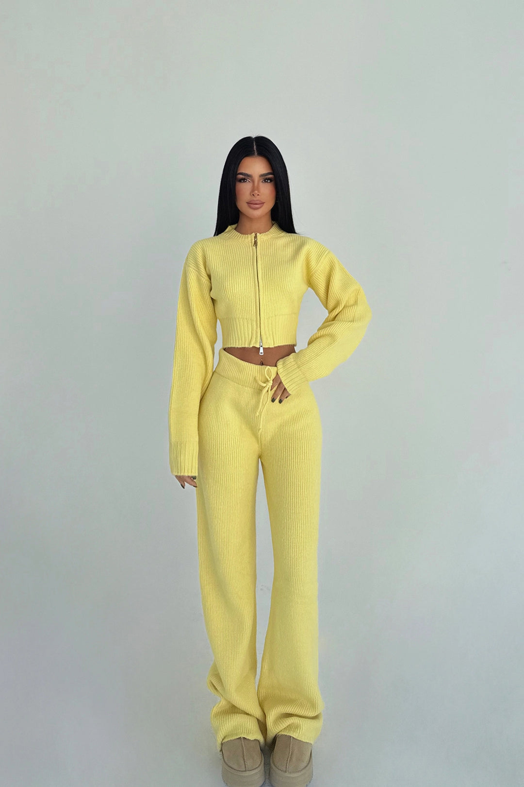 EYY Women Sarı Zaria Örme Takım - Bitterfeld