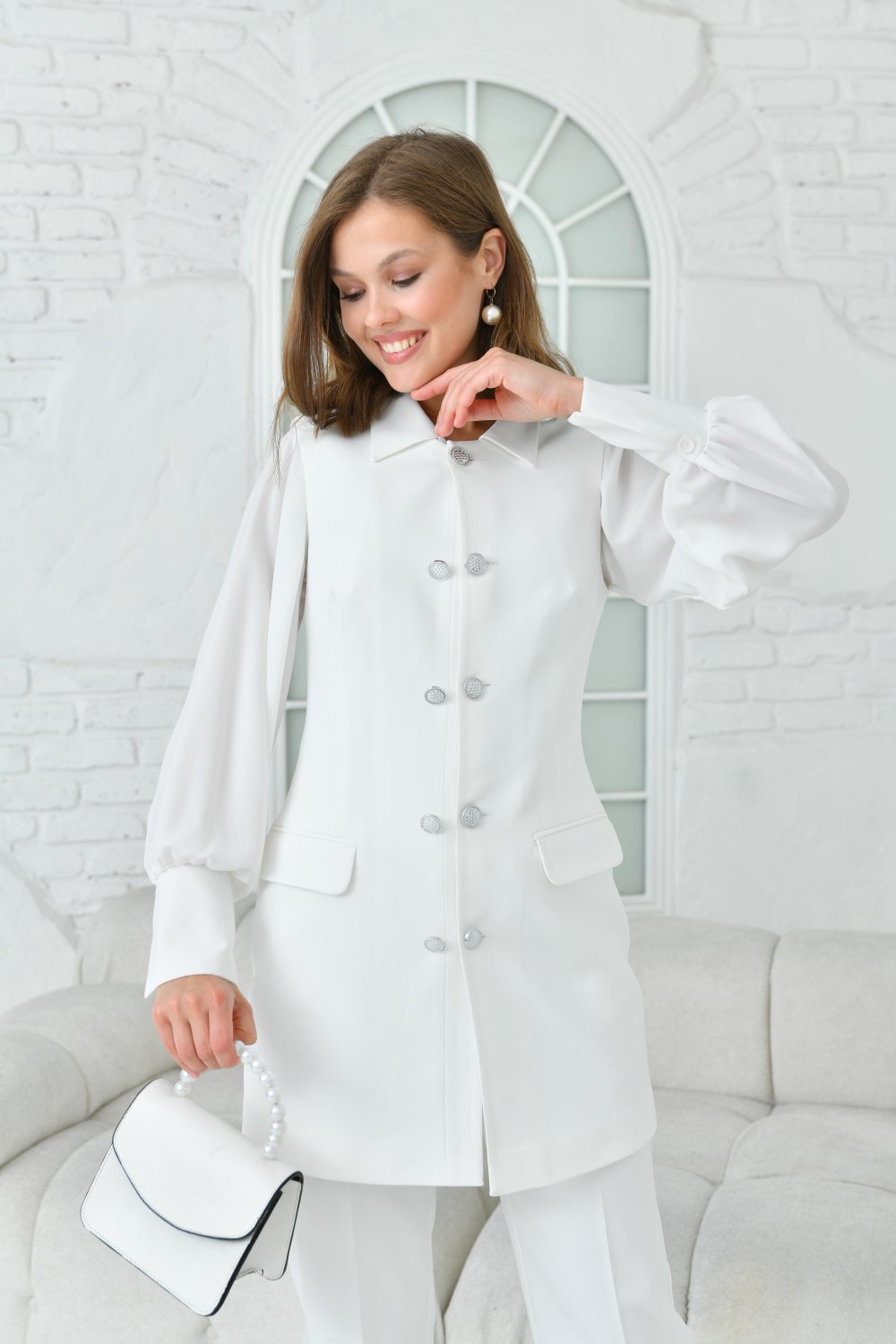 NDL Women Bicycle Collar Vest Women's Suit White - Santander