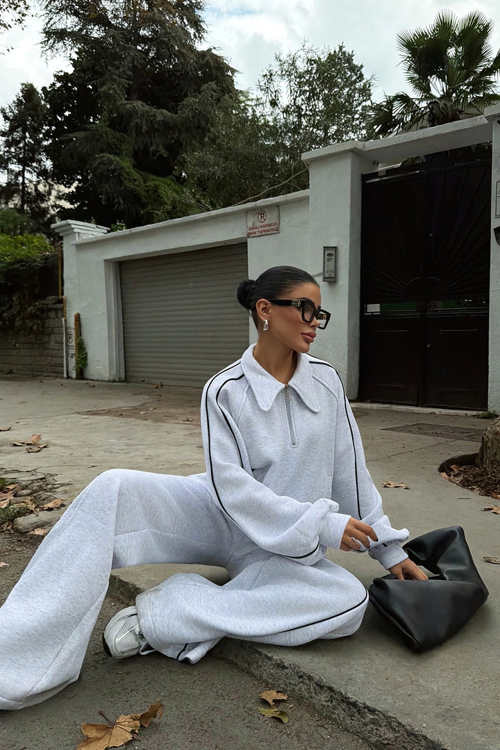 EYY Women Gray Striped Detail Tracksuit - Fishers