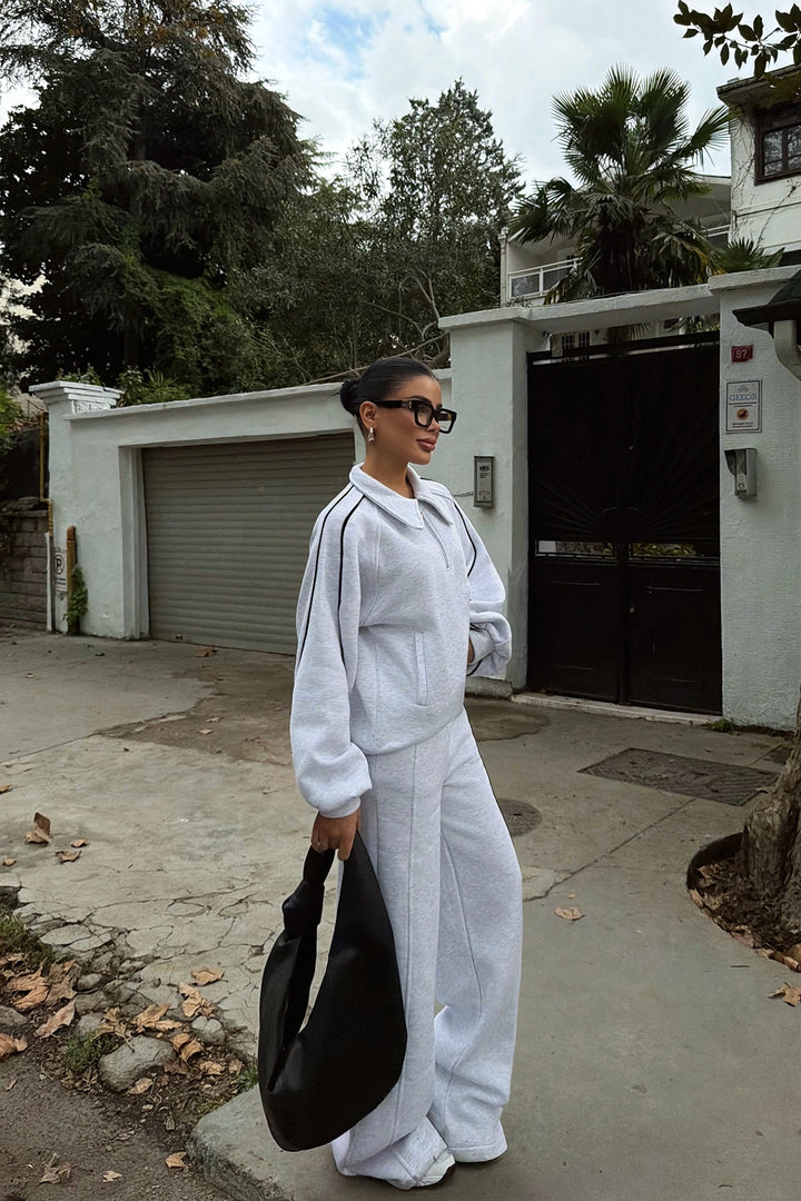 EYY Women Gray Striped Detail Tracksuit - Fishers