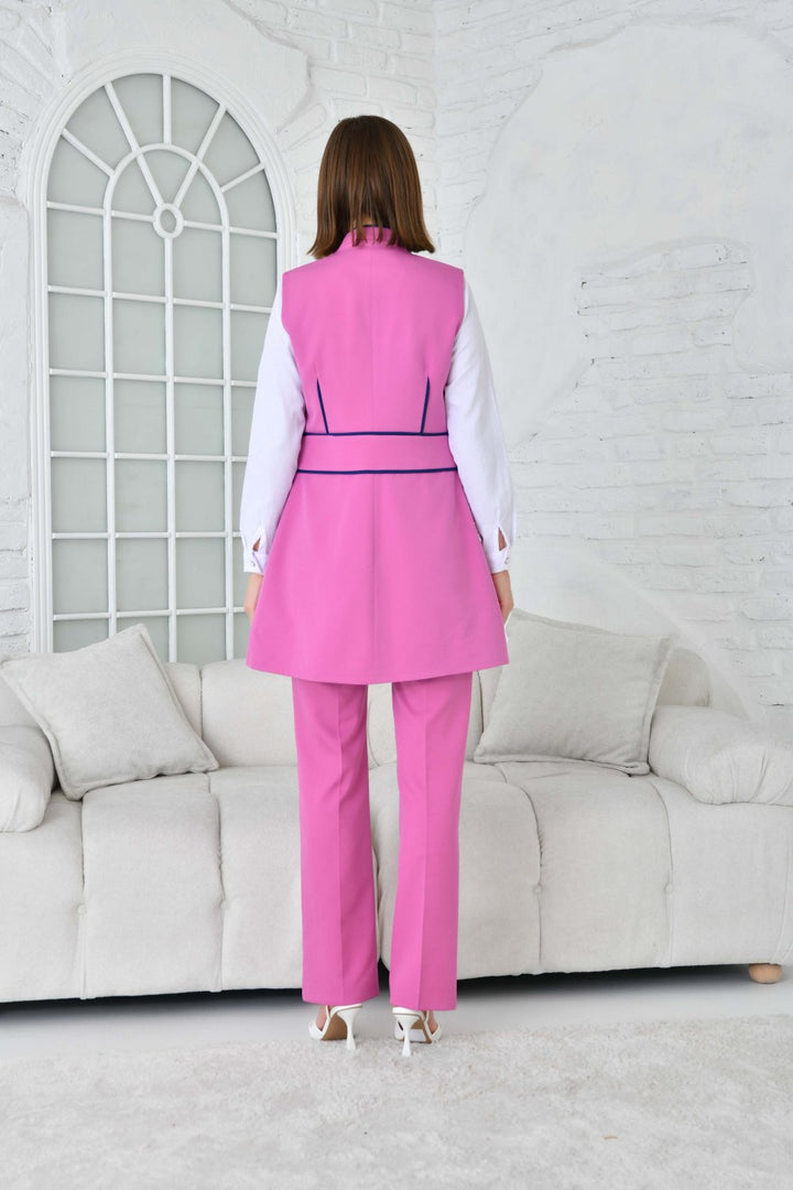 NDL Women Biye Detail Vest Women's Suit Fuchsia - Ipswich