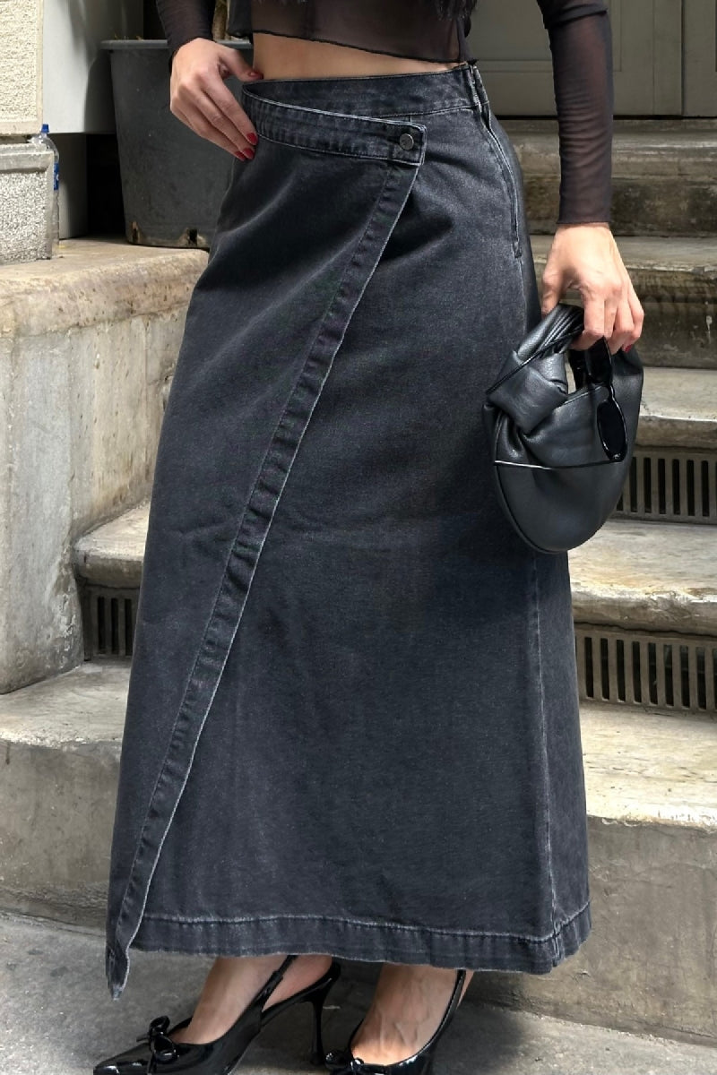 XLJ Long Denim Skirt with Flap - Valley Stream
