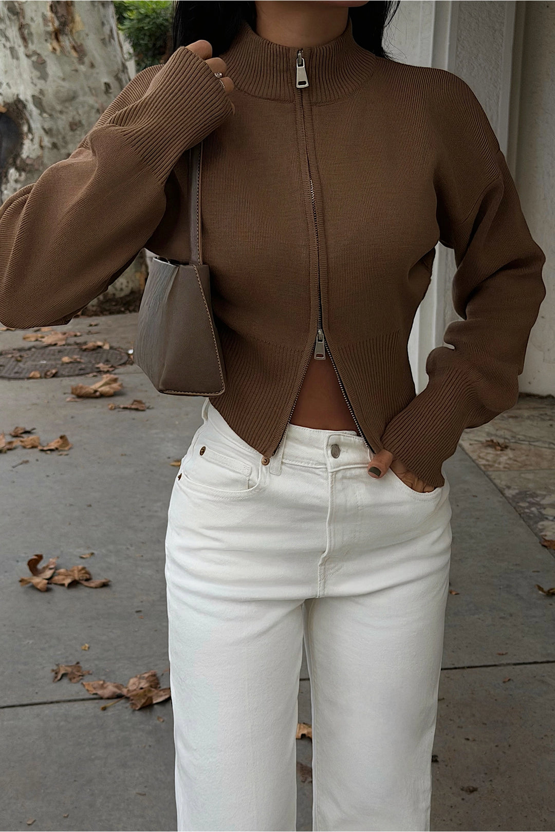 EYY Women Mink Balboa Double Zipper Knit Cardigan - Northbrook