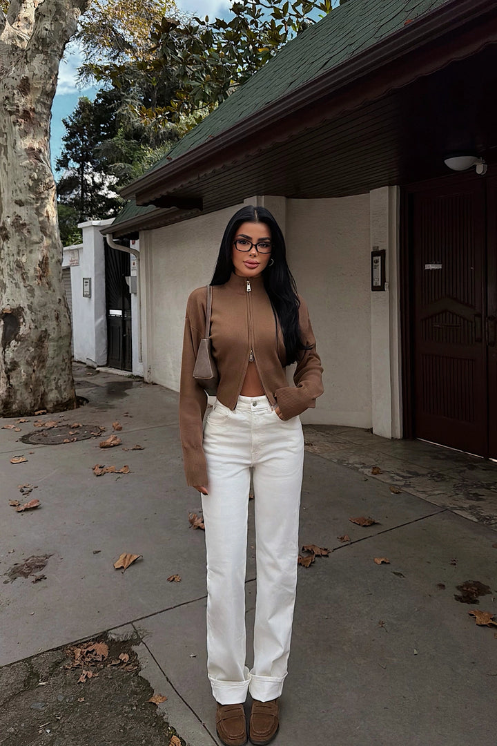 EYY Women Mink Balboa Double Zipper Knit Cardigan - Northbrook