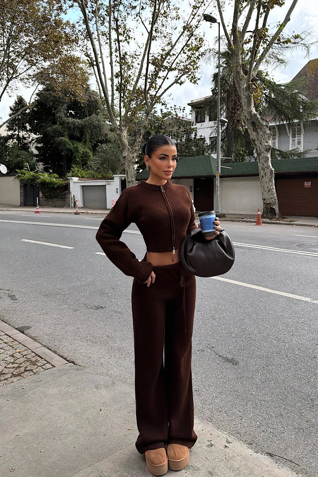 EYY Women Zaria Dark Brown Knit Set - Cantanhede