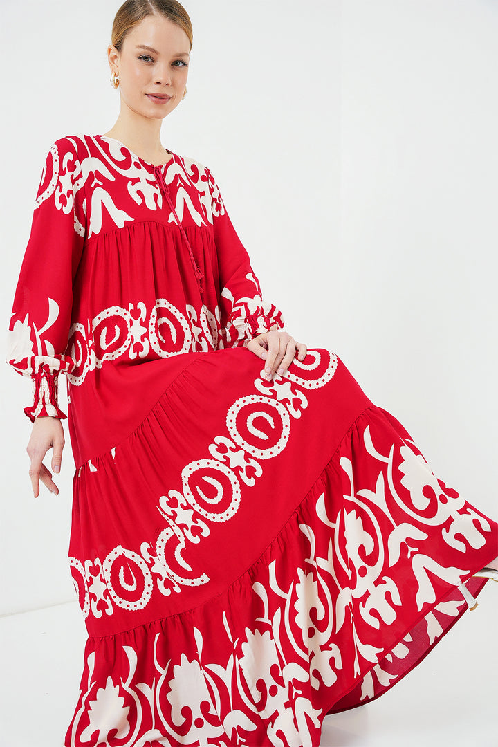 BGD Women Patterned Long Dress - Burgundy - Columbia