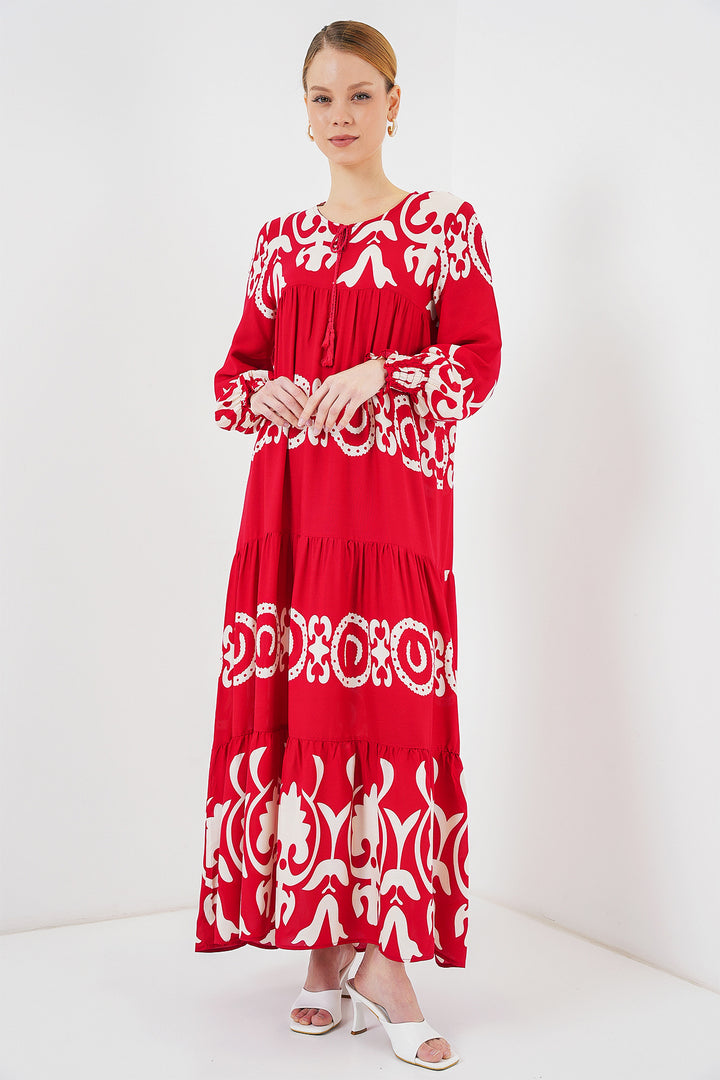 BGD Women Patterned Long Dress - Burgundy - Columbia