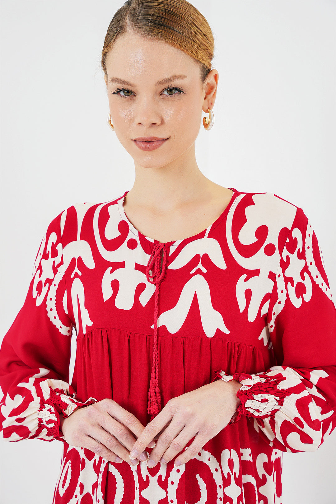 BGD Women Patterned Long Dress - Burgundy - Columbia