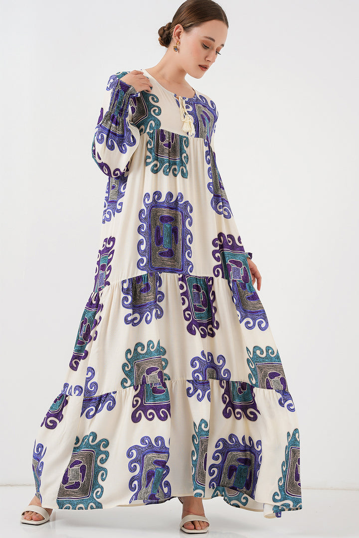 BGD Women Patterned Long Dress - Purple - Highland