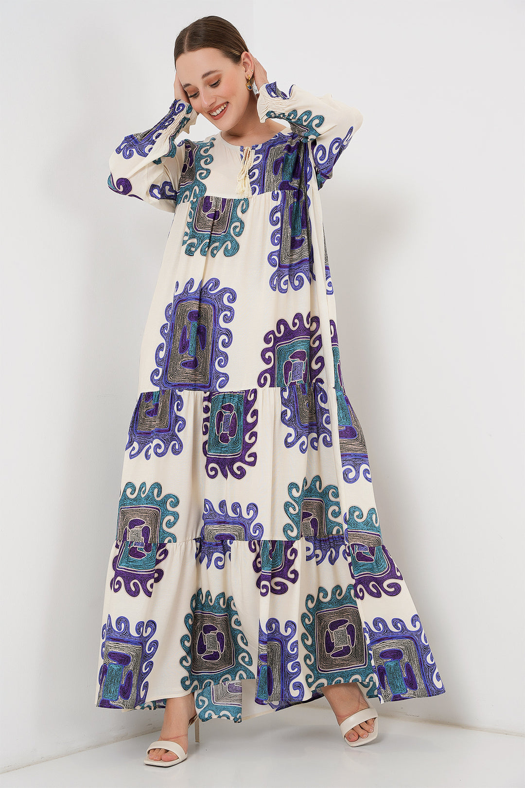BGD Women Patterned Long Dress - Purple - Highland
