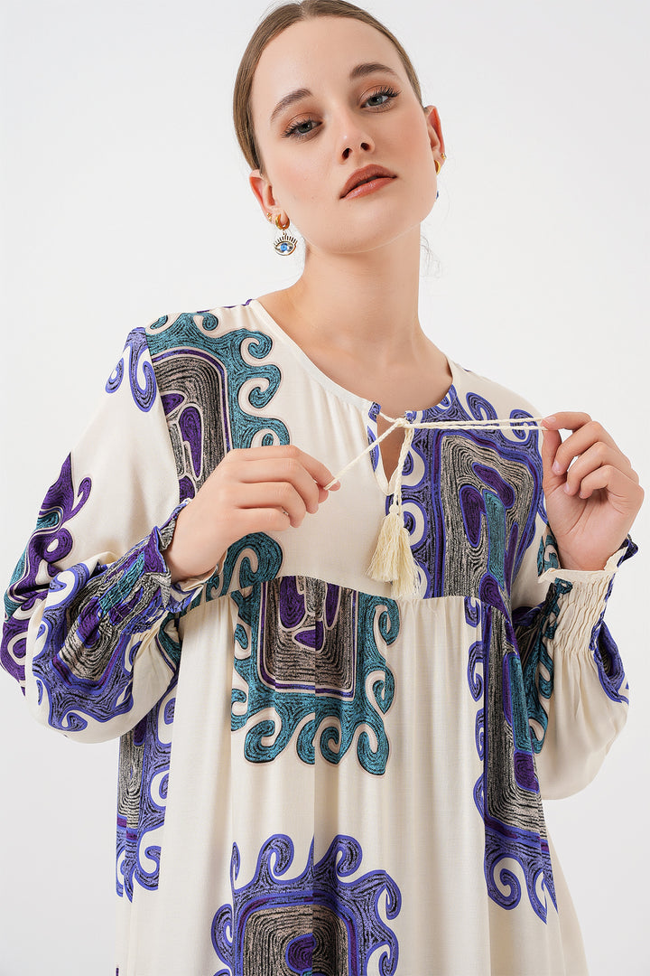 BGD Women Patterned Long Dress - Purple - Highland