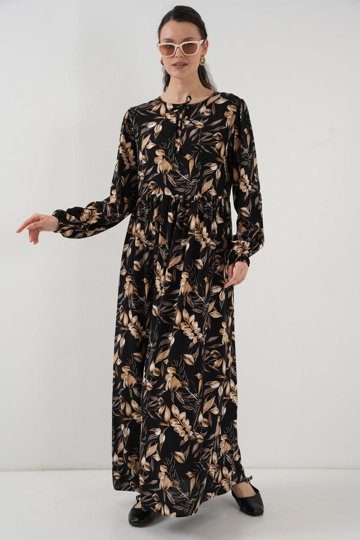 BGD Women Patterned Long Dress - L. Black - Buxtehude