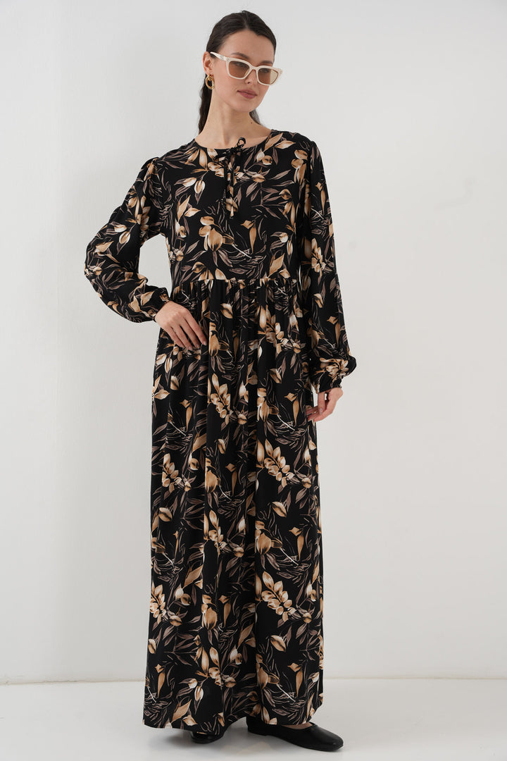 BGD Women Patterned Long Dress - L. Black - Buxtehude