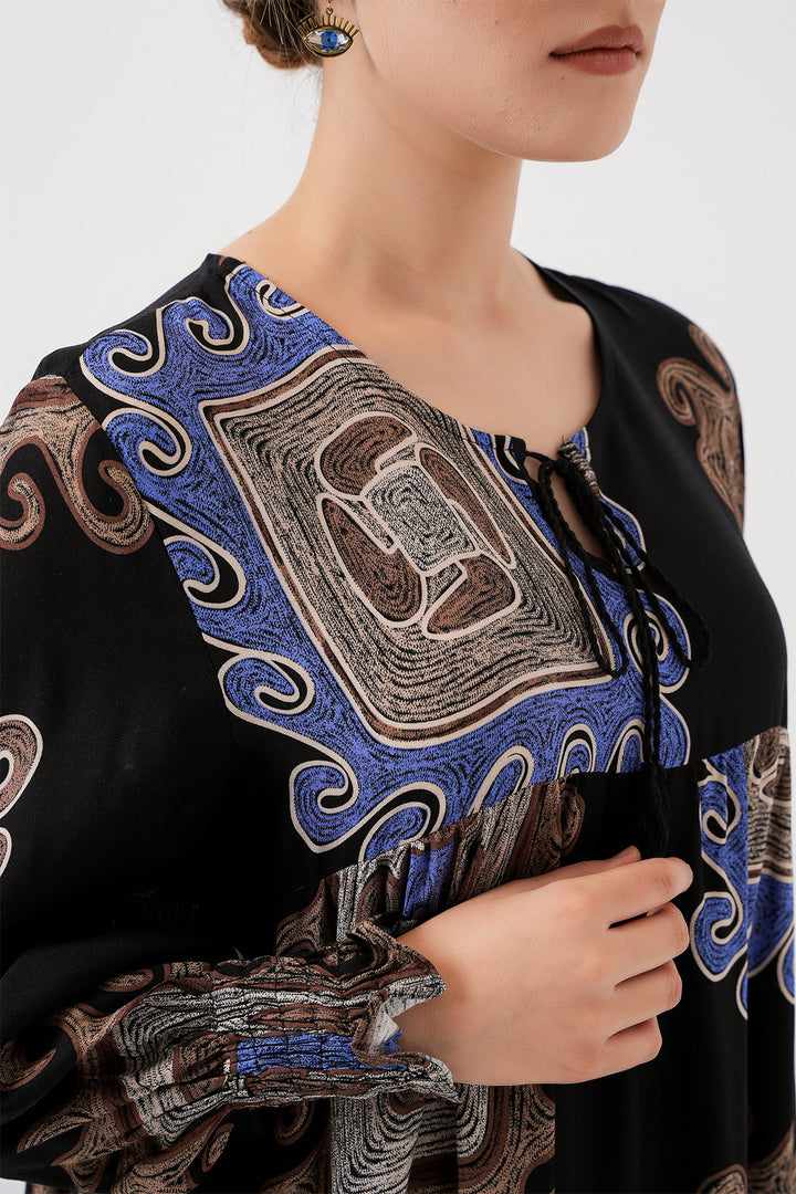 BGD Women Patterned Long Dress - M. Brown - Seixal