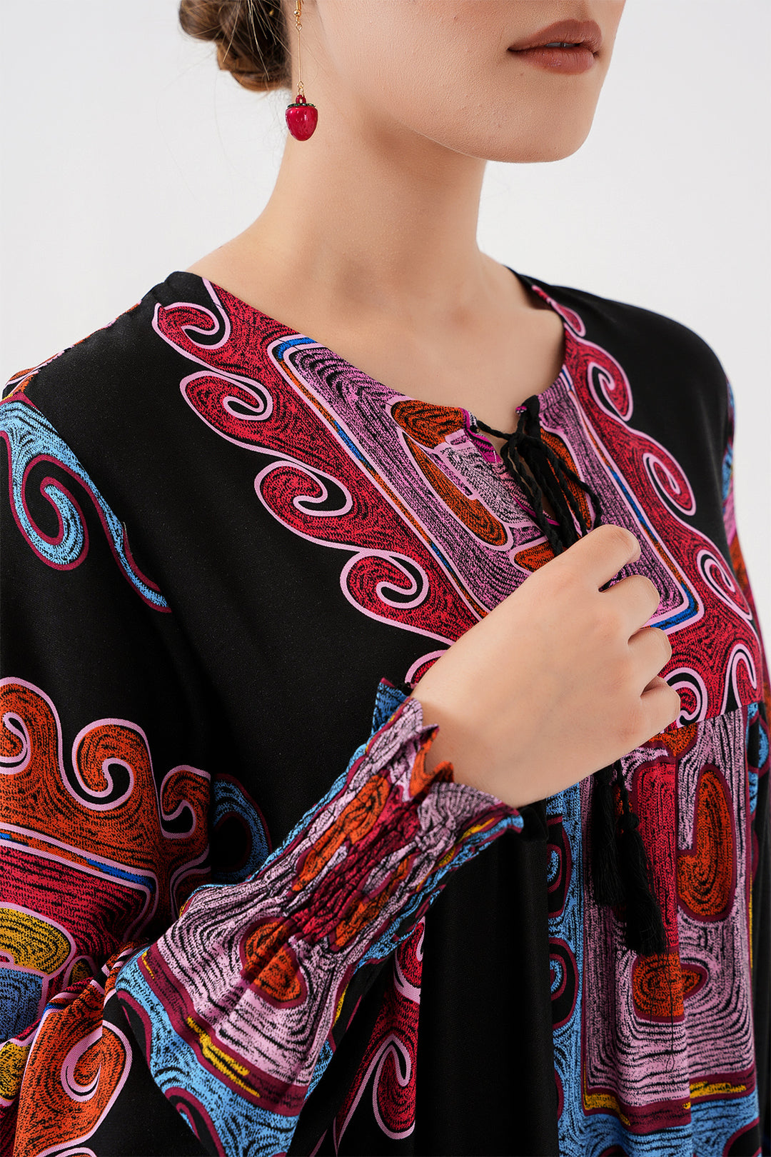 BGD Women Patterned Long Dress - M. Red - Corby
