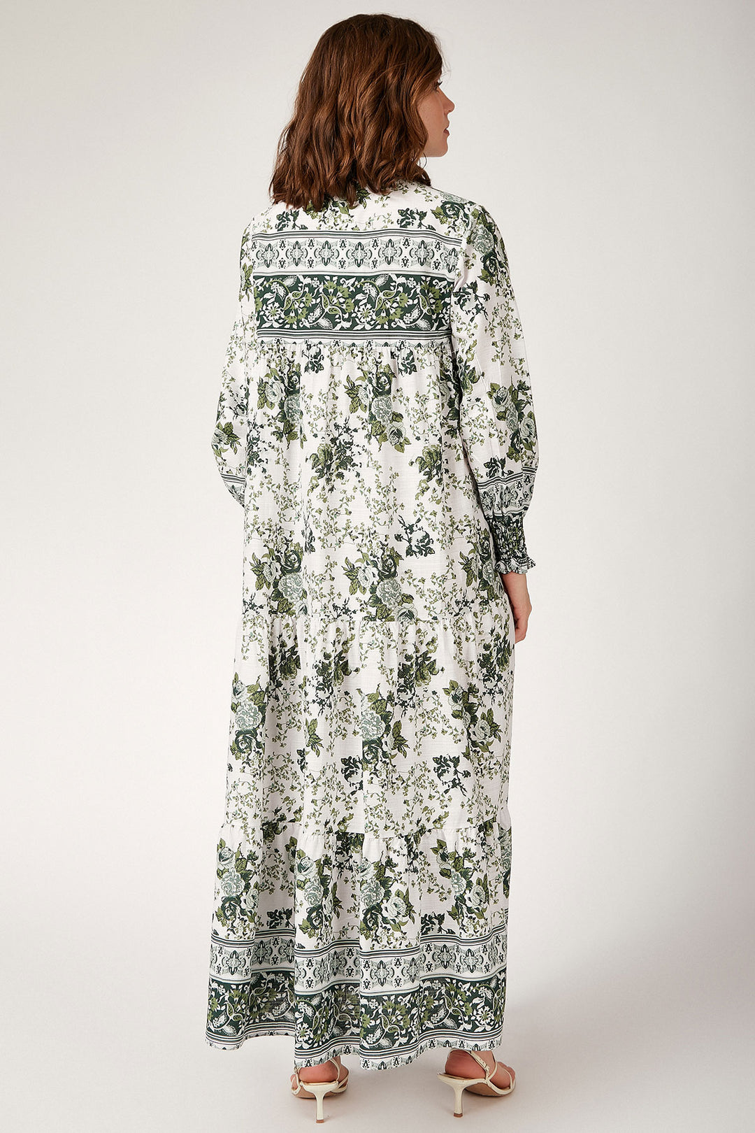 BGD Women Patterned Long Dress - Khaki - Mexico City