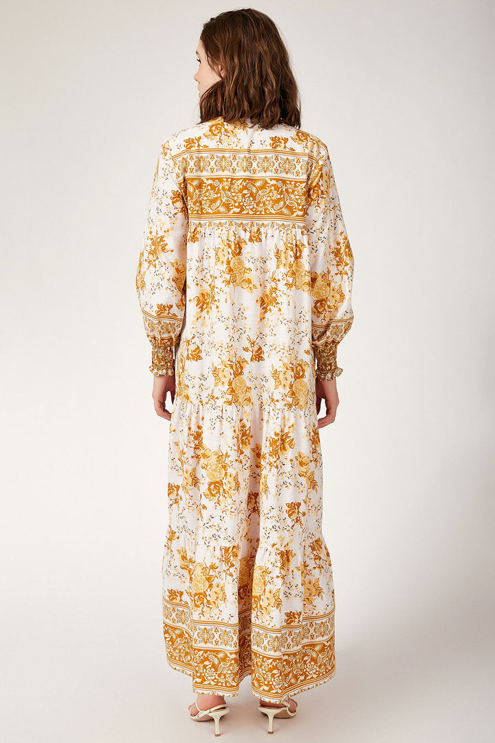 BGD Women Patterned Long Dress - Mustard - Hatfield