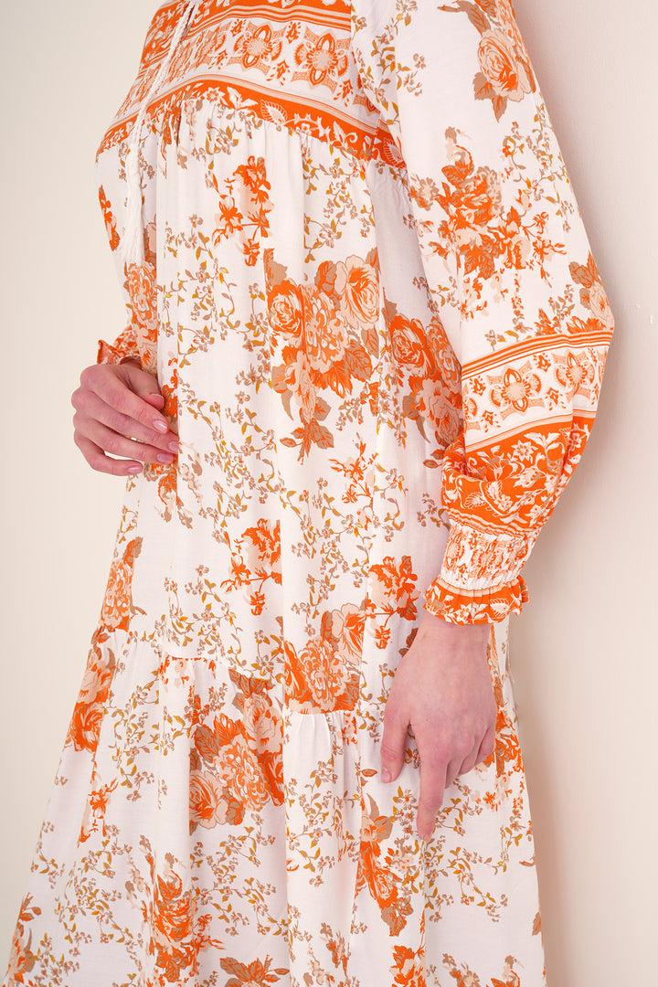 BGD Women Patterned Long Dress - Orange - Gjakovë