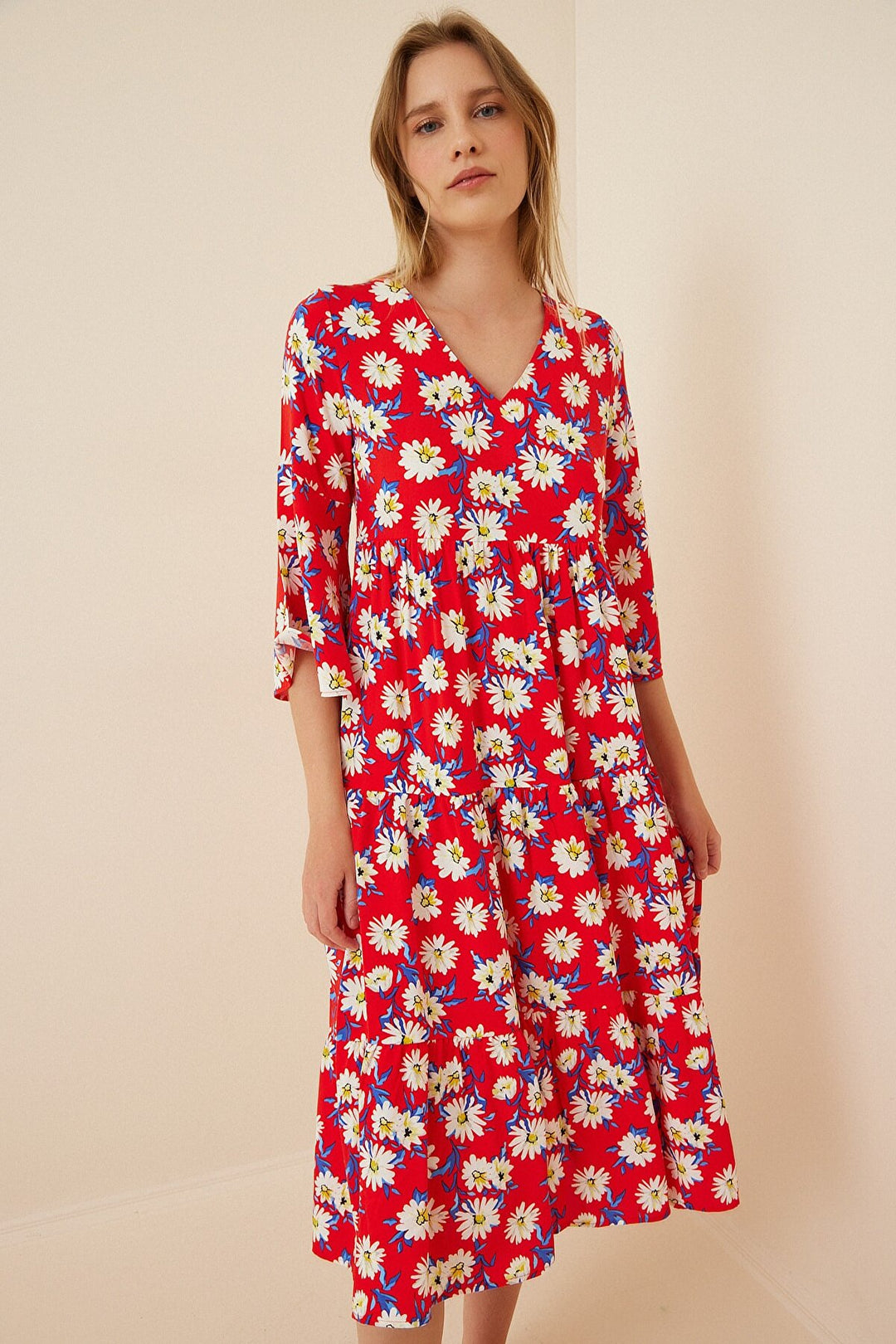 BGD Women Patterned Viscose Dress - Red - San Luis