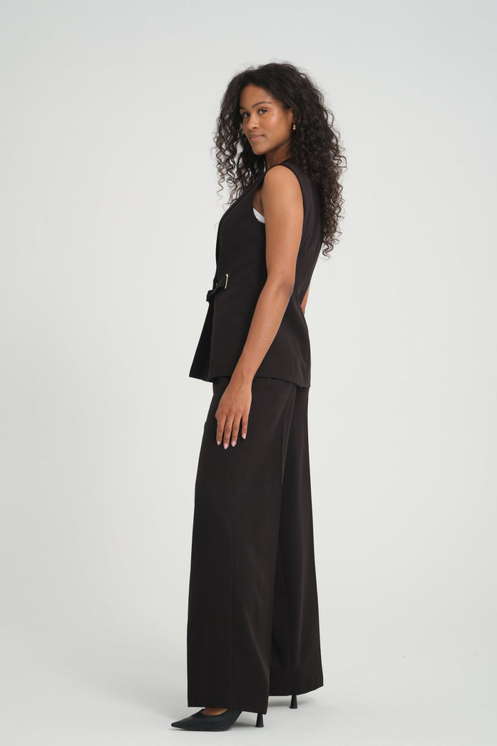 NDL Women Belt Detail Vest Women's Suit Black - Vitry-sur-Seine