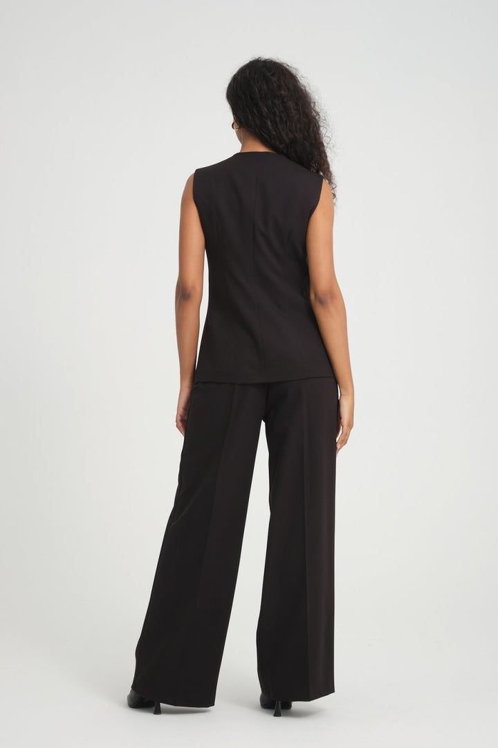 NDL Women Belt Detail Vest Women's Suit Black - Vitry-sur-Seine