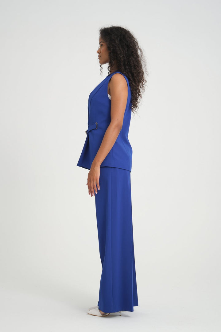 NDL Women Belt Detail Vest Women's Suit in Saxe Blue - Culiacán