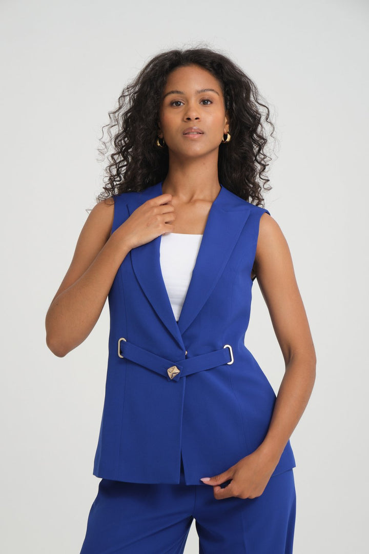 NDL Women Belt Detail Vest Women's Suit in Saxe Blue - Culiacán