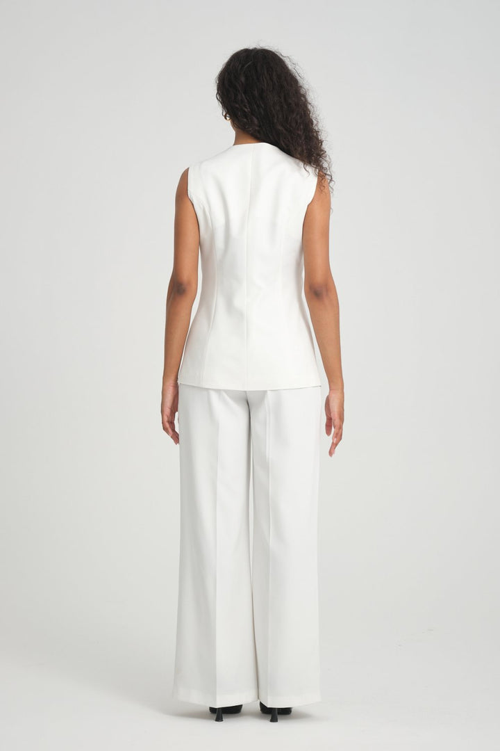 NDL Women Belt Detail Vest Women's Suit White - Heist-op-den-Berg
