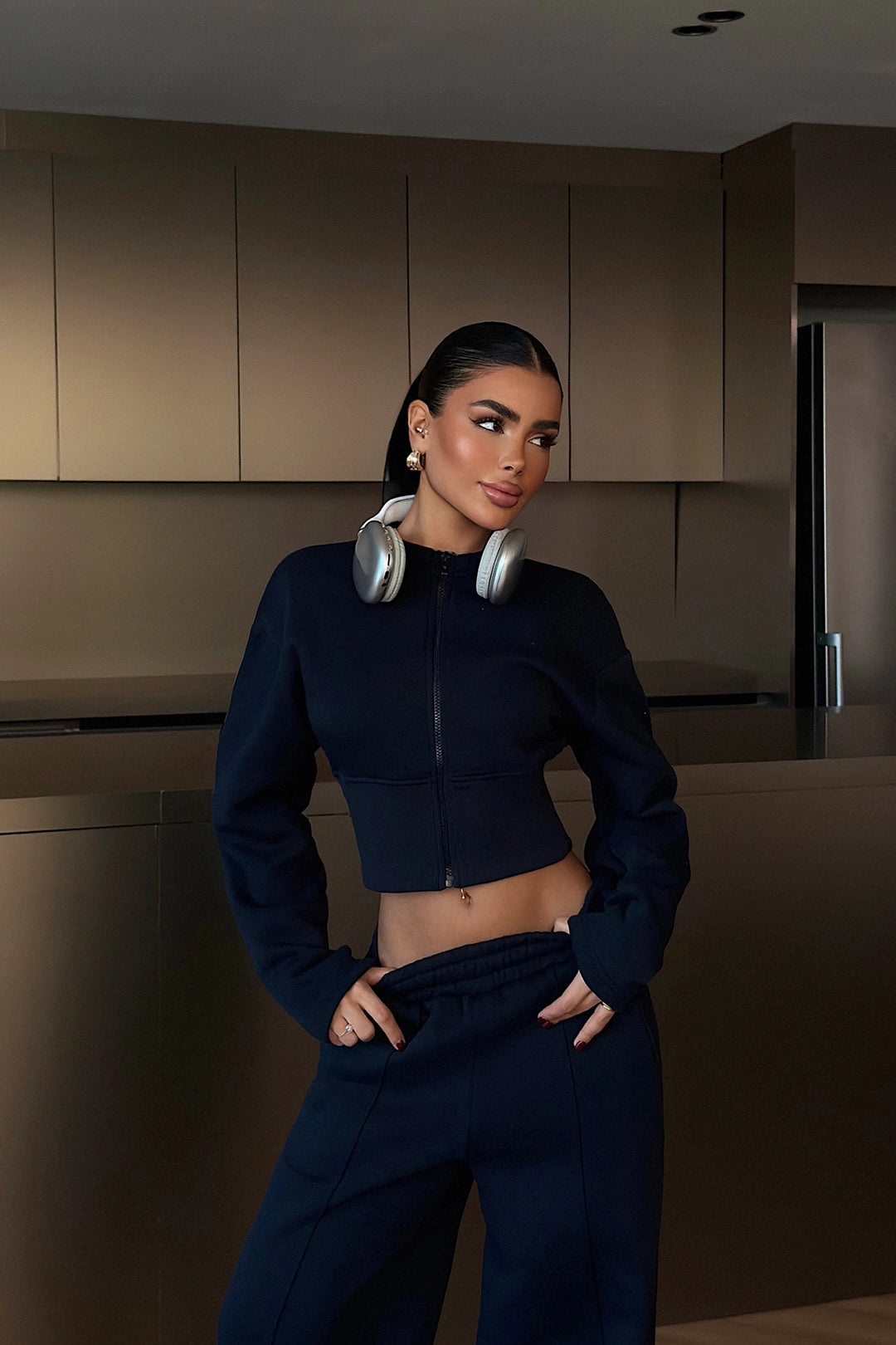 EYY Women Navy Blue Zippered Tracksuit - Carmen