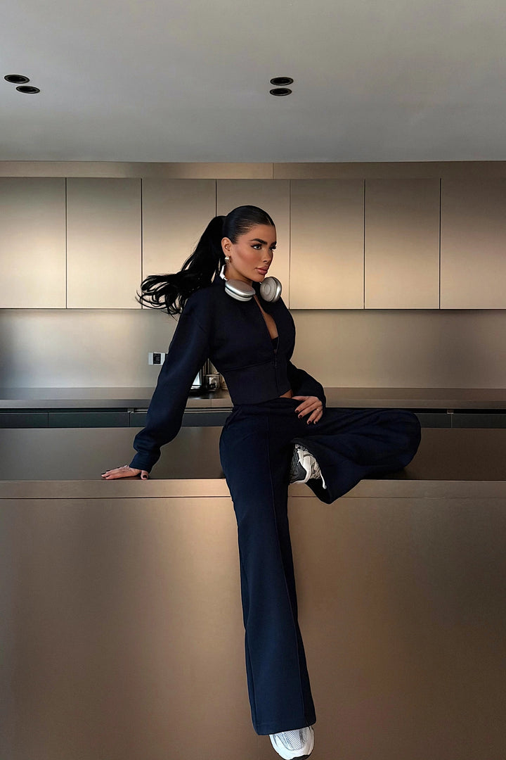 EYY Women Navy Blue Zippered Tracksuit - Carmen