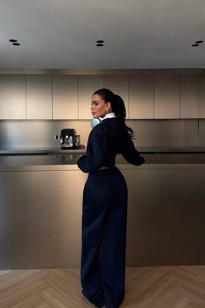 EYY Women Navy Blue Zippered Tracksuit - Carmen